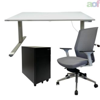 Used Bestuhl Chair, Haworth Desk, & Pedestal Set