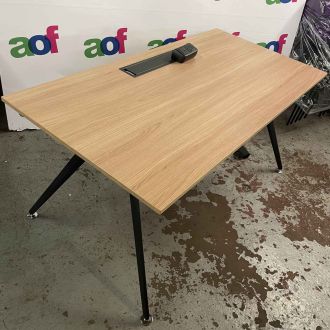 Second Hand Oak Office Desk - Black A Frame