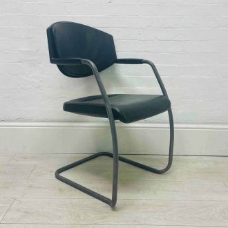 Second Hand Leather Meeting Chair - Charcoal Frame