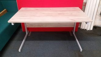 Used Grey Craft Oak Office Desk - Cantilever Frame