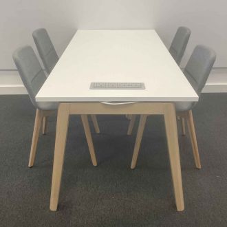 Second Hand White Meeting Table with Meeting Chairs