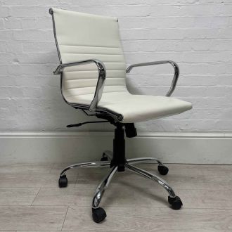Second Hand White Ribbed Back Office Chair