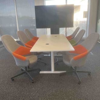 Second Hand White Height Adjustable Meeting Table