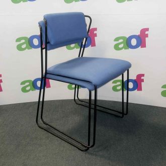 Second Hand Blue Fabric Stacking Chairs - Set of 2