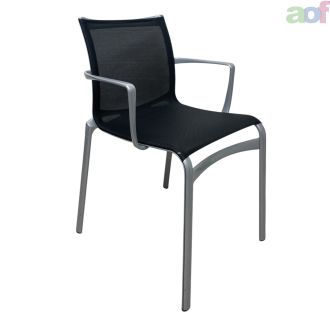 Used Black Mesh Back Stacking Chair