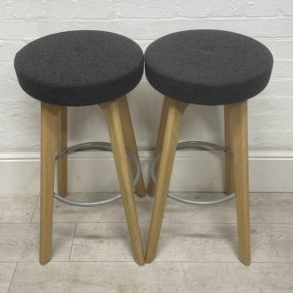 Second Hand Charcoal Fabric Stools - Set of 2