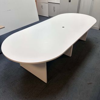Second Hand White D-Ended Boardroom Table 