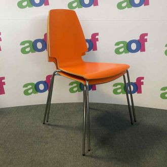 Second Hand Orange Stacking Chairs - Set of 2