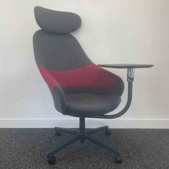 Second Hand Grey & Pink Fabric Chair with Tablet