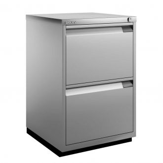 2 Drawer F Series Flush Front Filing Cabinet - Silver