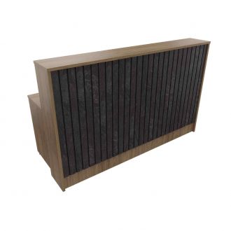 Wood Slat Reception Desk - Black Slats