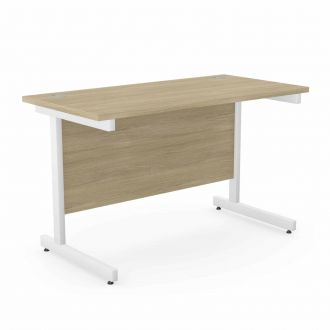 Unite Plus Small Office Desk - Cantilever Frame - Urban Oak - White Frame