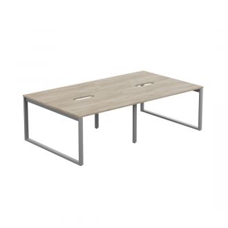 Unite 4 Person Bench Desk - Square Legs-Grey Craft Oak