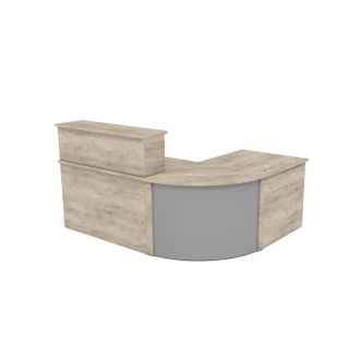 Unite Corner Reception Desk - Grey Craft Oak