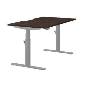 Unite Electric Height Adjustable Desk - Silver Frame - Walnut