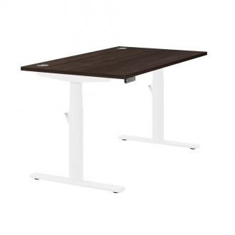 Unite Electric Height Adjustable Desk - White Frame - Walnut