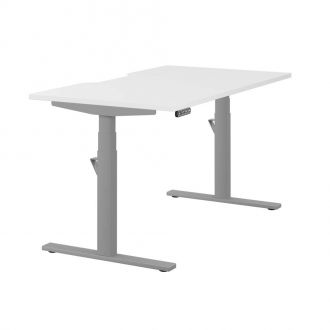 Unite Electric Height Adjustable Desk - Silver Frame - White