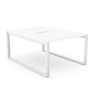 Unite 2 Person White Bench Desk - White Square Legs