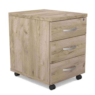 Unite 3 Drawer Grey Craft Oak Mobile Pedestal