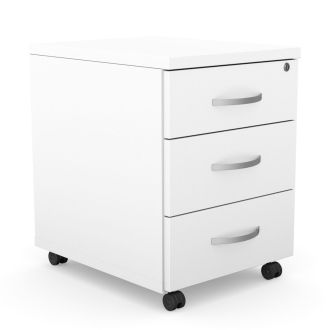 Unite 3 Drawer Wooden Mobile Pedestal - White