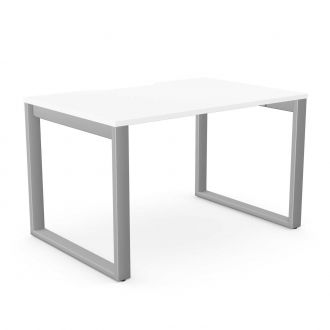 Unite White Bench Desk - Silver Square Legs