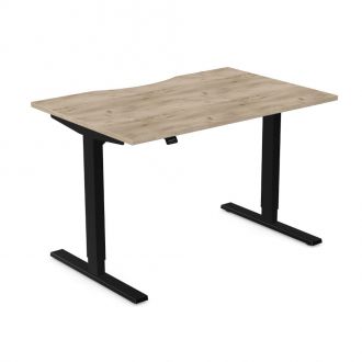 Budget Height Adjustable Desk - Black Frame-Grey Craft Oak