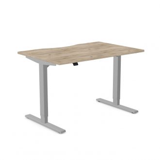 Budget Height Adjustable Desk - Silver Frame-Grey Craft Oak