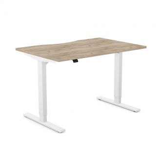 Unite Contract Grey Craft Oak Height Adjustable Desk - White Frame