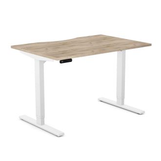 Unite Contract Grey Craft Oak Height Adjustable Desk - White Frame