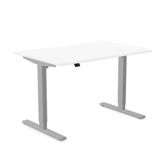 Budget Height Adjustable Desk - Silver Frame-White