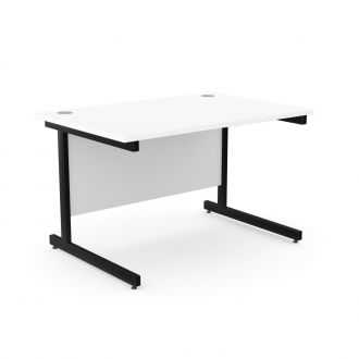 Unite White Desk - Black Cantilever Frame