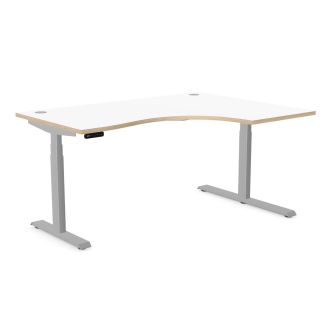 Unite Memory Electric Height Adjustable Radial Desk-Wood - White