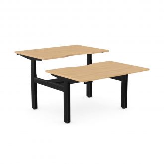Unite Plus Twin Sit-Stand Desk - Black Frame - Beech