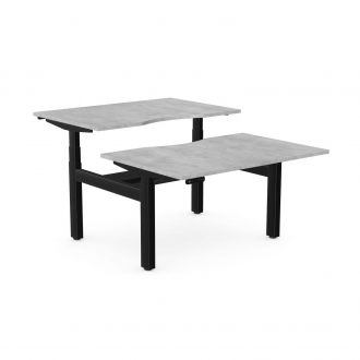 Unite Plus Twin Sit/Stand Desk - Black Frame-Wood - Concrete