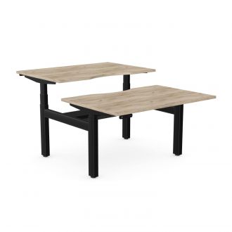 Unite Plus Twin Sit/Stand Desk - Black Frame-Wood - Grey Craft Oak