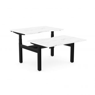 Unite Plus Twin Sit/Stand Desk - Black Frame-Wood - Marble