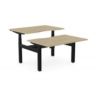 Unite Plus Twin Sit-Stand Desk - Black Frame - Urban Oak