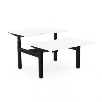 Unite Plus Twin Sit/Stand Desk - Black Frame-Wood - White