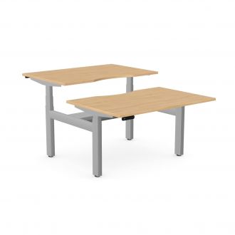Unite Plus Twin Sit-Stand Desk - Silver Frame - Beech