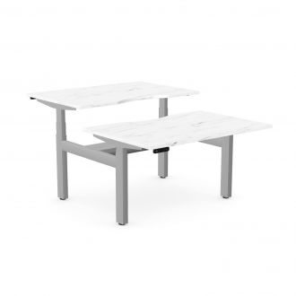 Unite Plus Twin Marble Sit/Stand Desk - Silver Frame - Scallops