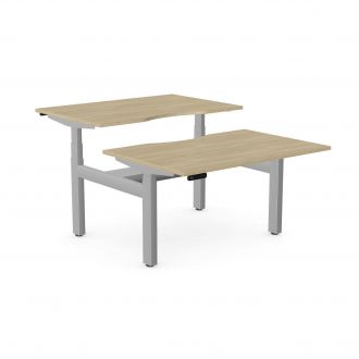 Unite Plus Twin Sit-Stand Desk - Silver Frame - Urban Oak