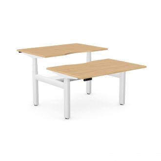 Unite Plus Twin Sit-Stand Desk - White Frame - Beech