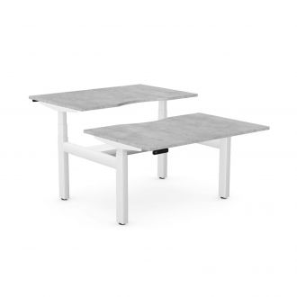 Unite Plus Twin Concrete Sit/Stand Desk - White Frame - Scallops