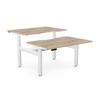 Unite Plus Twin Sit/Stand Desk - White Frame-Wood - Grey Craft Oak