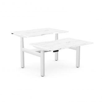 Unite Plus Twin Sit/Stand Desk - White Frame-Wood - Marble