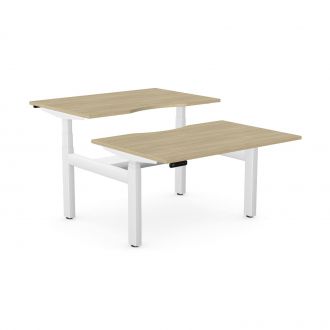 Unite Plus Twin Sit-Stand Desk - White Frame - Urban Oak