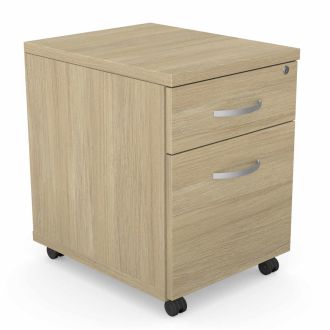 Unite Plus 2 Drawer Wooden Mobile Pedestal - Urban Oak