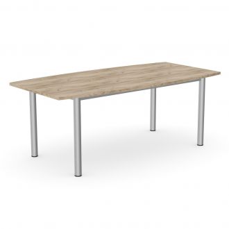 Unite Plus Barrel-Shaped Meeting Table - Goal Post Legs-Wood - Grey Craft Oak