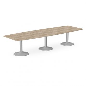 Unite Plus Barrel-Shaped Meeting Table - Trumpet Legs-Wood - Grey Craft Oak