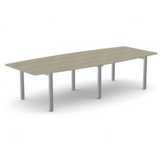 Unite Plus Barrel-Shaped Meeting Table - Pole Legs-Wood - Arctic Oak